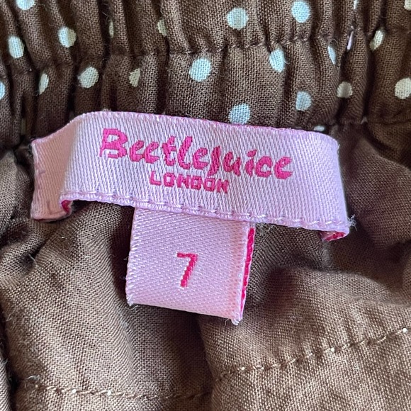 Beetlejuice Skirt Girls Size 7 Brown Polka Dot Floral Layered - Picture 4 of 9